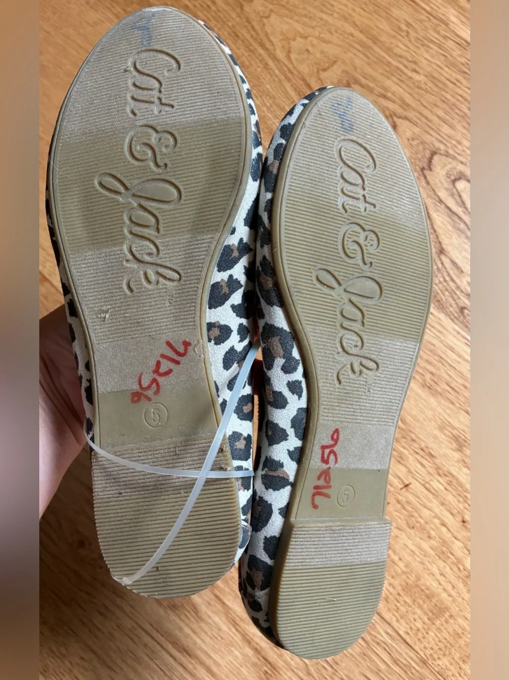 Cat & Jack Leopard Print Ballet Flats - Taupe/Black girls size 5